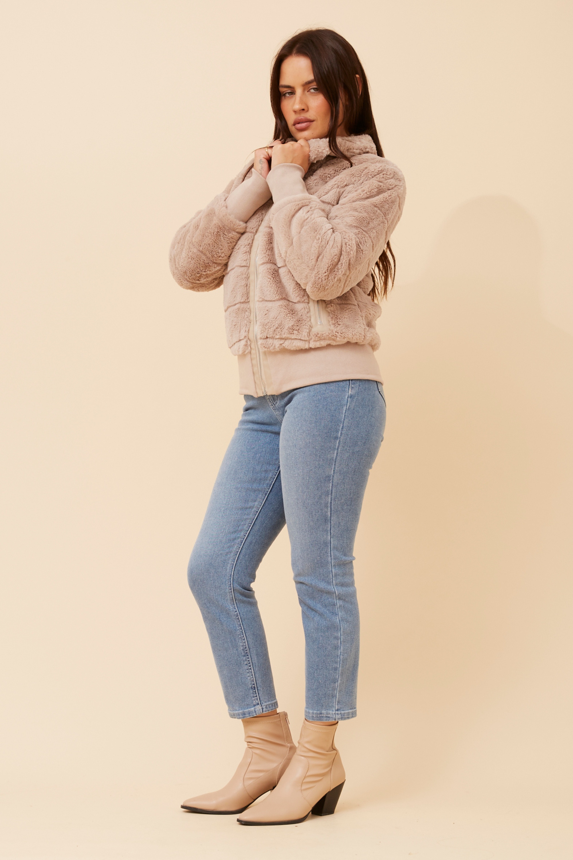 RAYMA FAUX FUR BOMBER JACKET