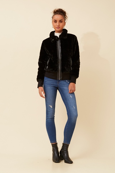 RAYMA FAUX FUR BOMBER JACKET