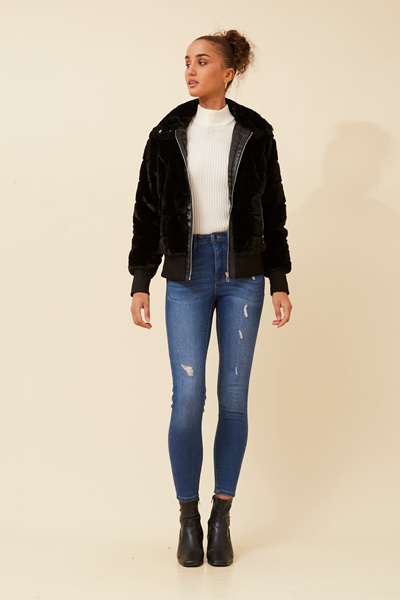 RAYMA FAUX FUR BOMBER JACKET