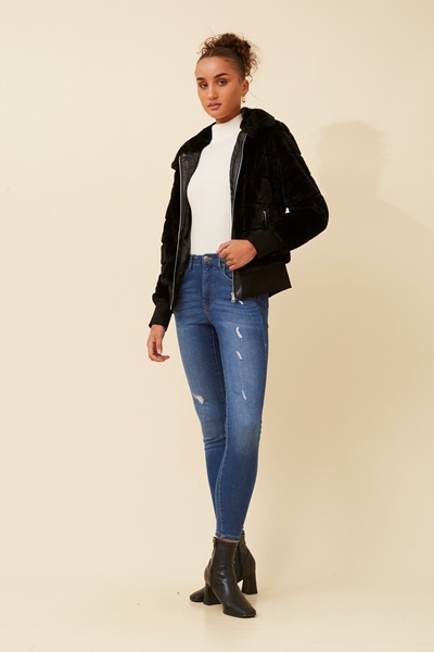 RAYMA FAUX FUR BOMBER JACKET