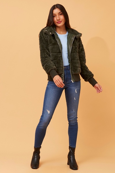 RAYMA FAUX FUR BOMBER JACKET