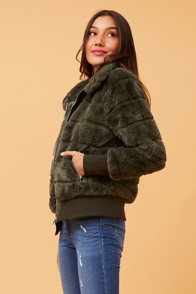 RAYMA FAUX FUR BOMBER JACKET