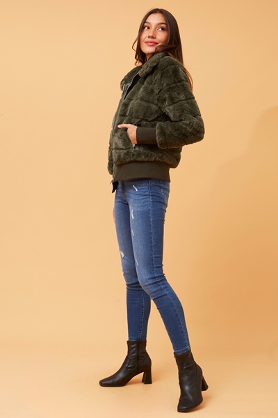 RAYMA FAUX FUR BOMBER JACKET