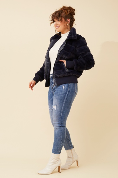 RAYMA FAUX FUR BOMBER JACKET