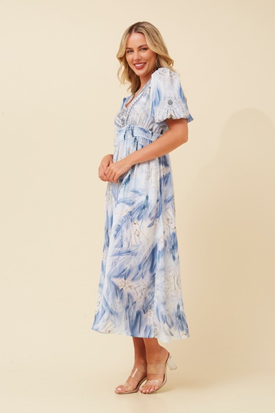 REID ARABESQUE PRINT MIDI DRESS