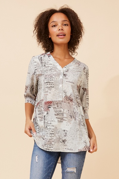 REISA PATCHWORK PRINT TOP