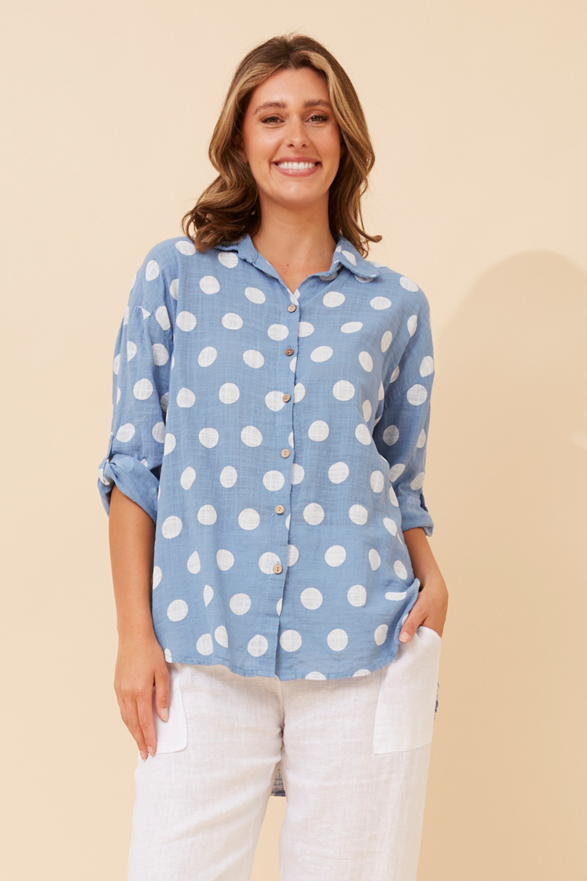 RELLA POLKA DOT PRINT SHIRT