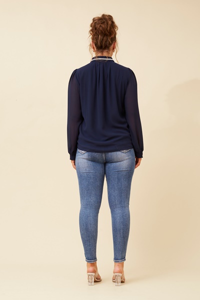 REYA DIAMANTE TRIM BLOUSE
