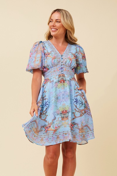 RHYS ARABESQUE PRINT DRESS