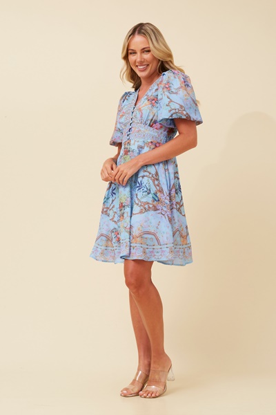 RHYS ARABESQUE PRINT DRESS