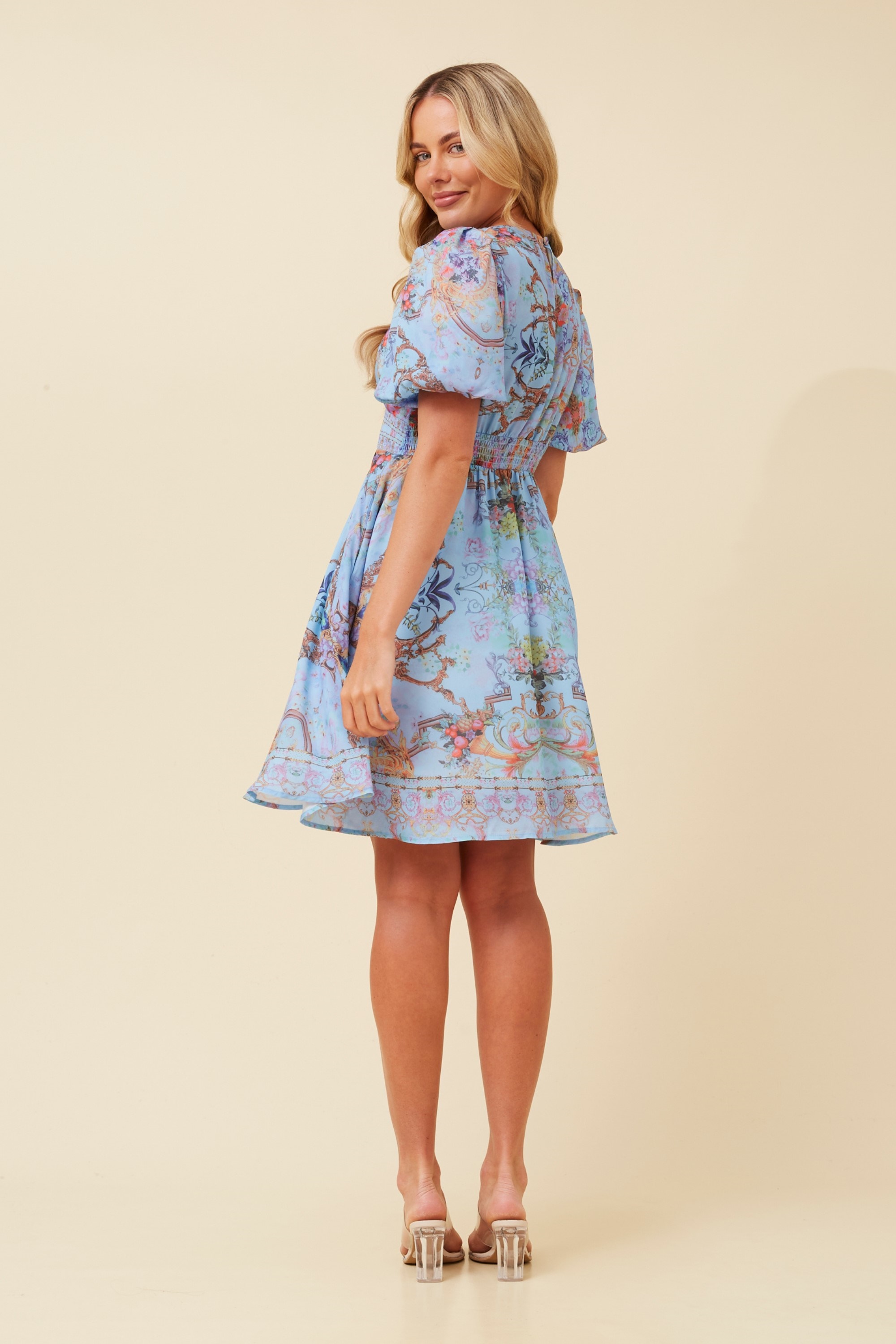 RHYS ARABESQUE PRINT DRESS