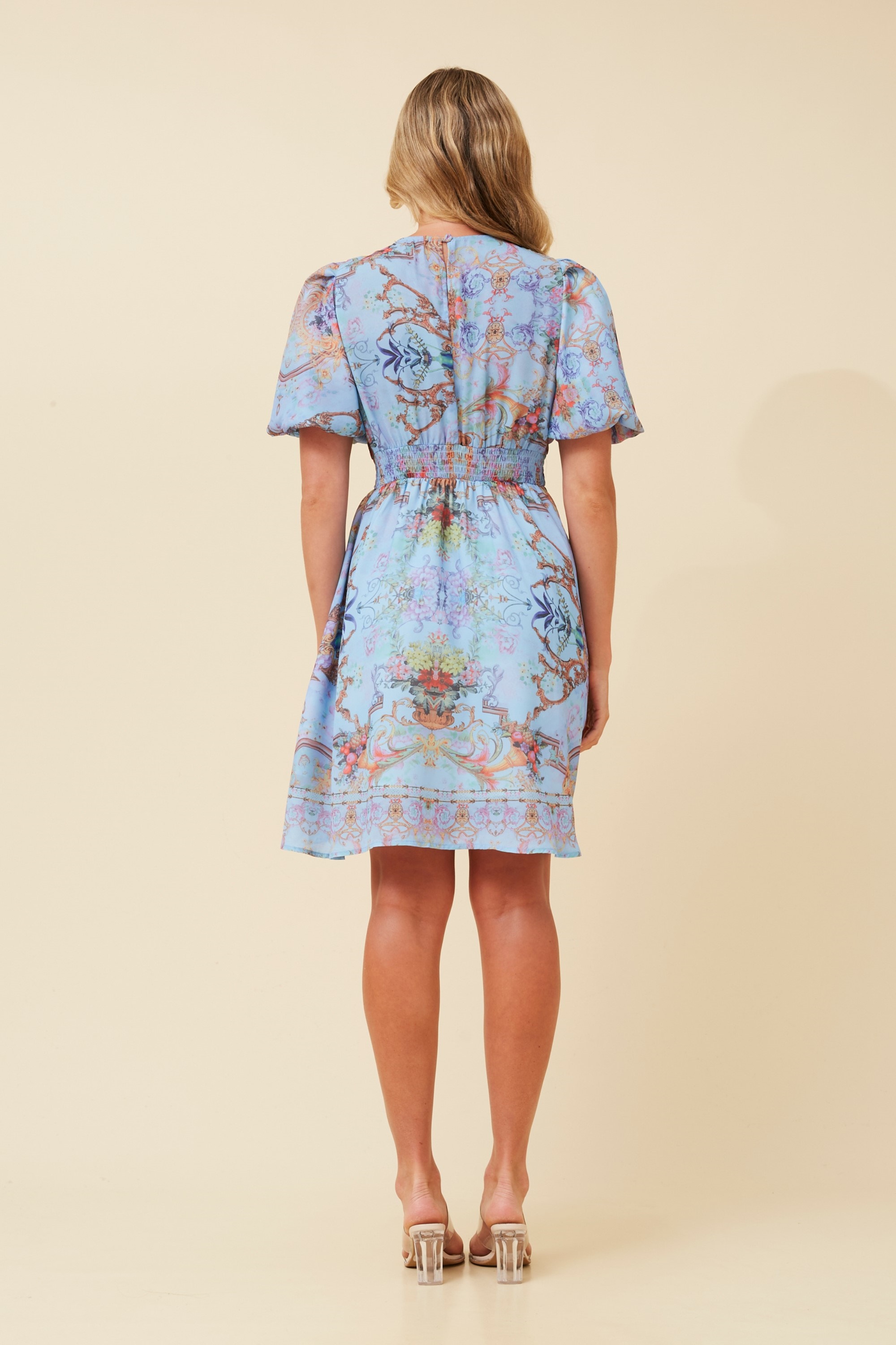 RHYS ARABESQUE PRINT DRESS