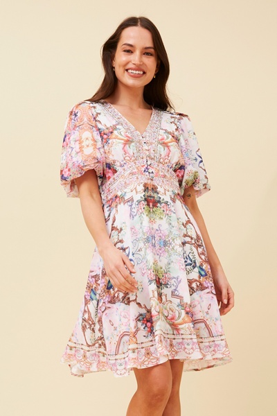 RHYS ARABESQUE PRINT DRESS