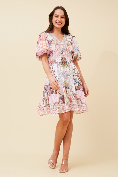 RHYS ARABESQUE PRINT DRESS