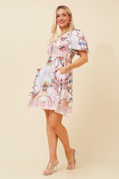 RHYS ARABESQUE PRINT DRESS