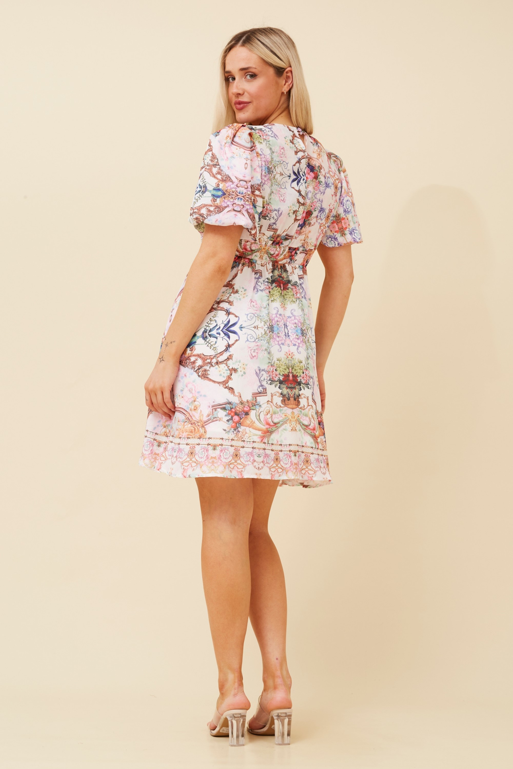 RHYS ARABESQUE PRINT DRESS