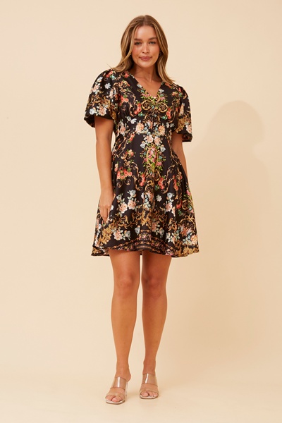 RHYS ARABESQUE PRINT DRESS