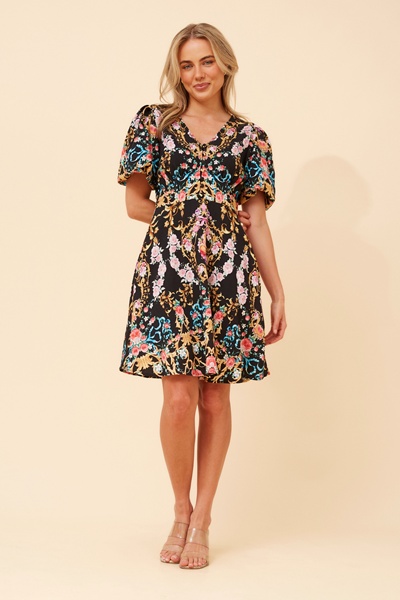 RHYS ARABESQUE PRINT DRESS
