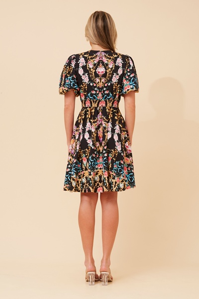 RHYS ARABESQUE PRINT DRESS
