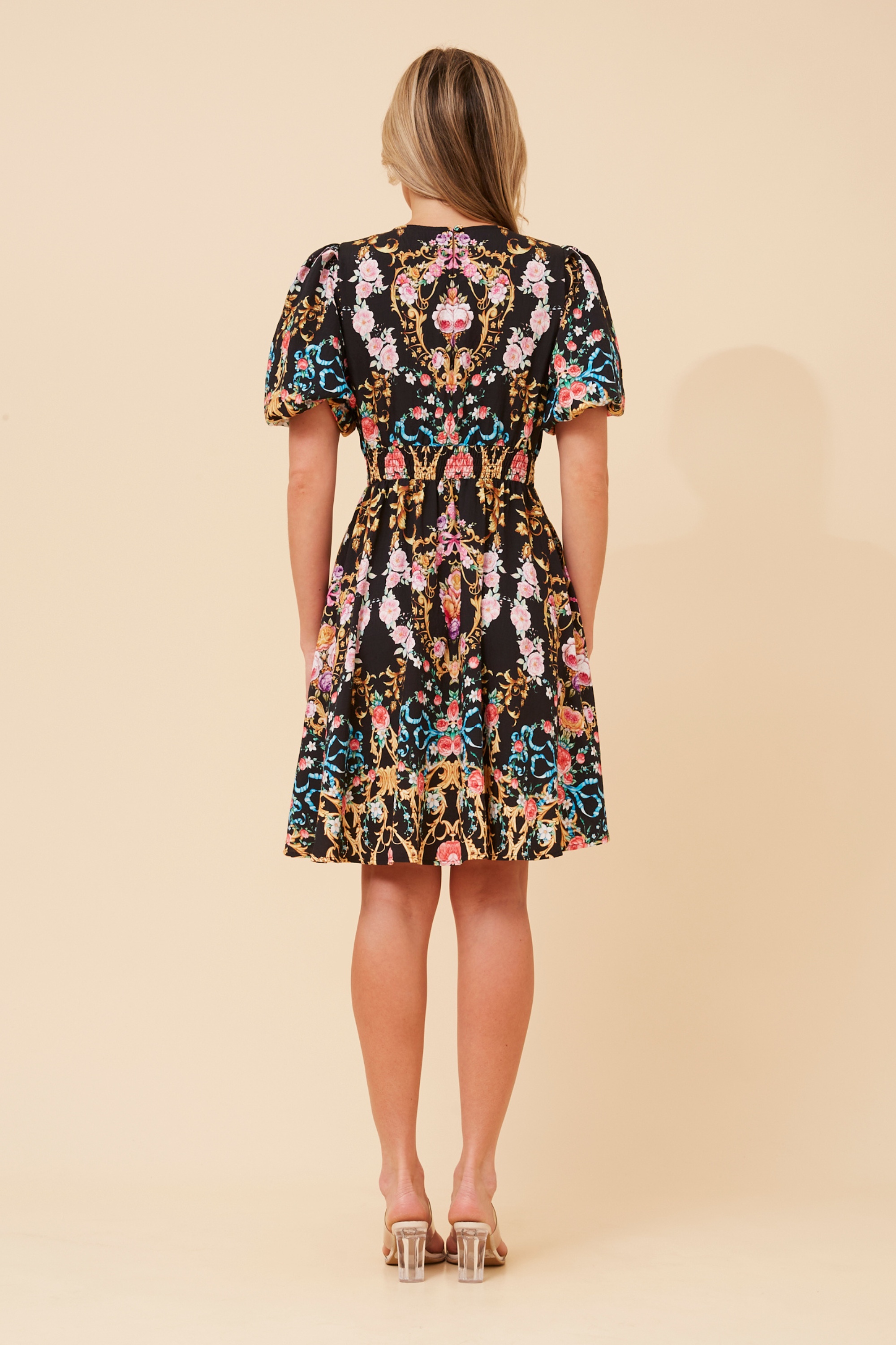 RHYS ARABESQUE PRINT DRESS