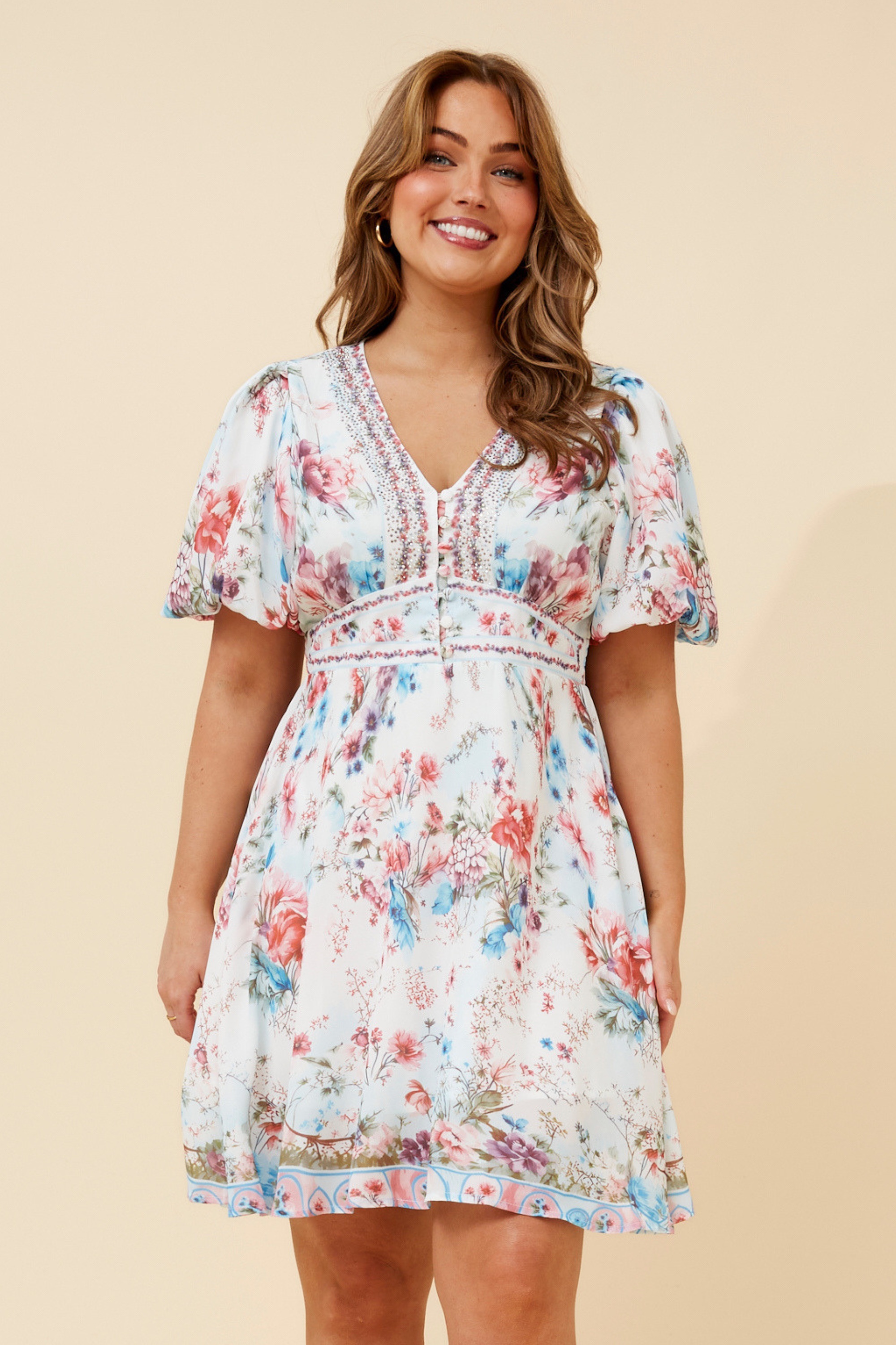 RHYS ARABESQUE PRINT DRESS