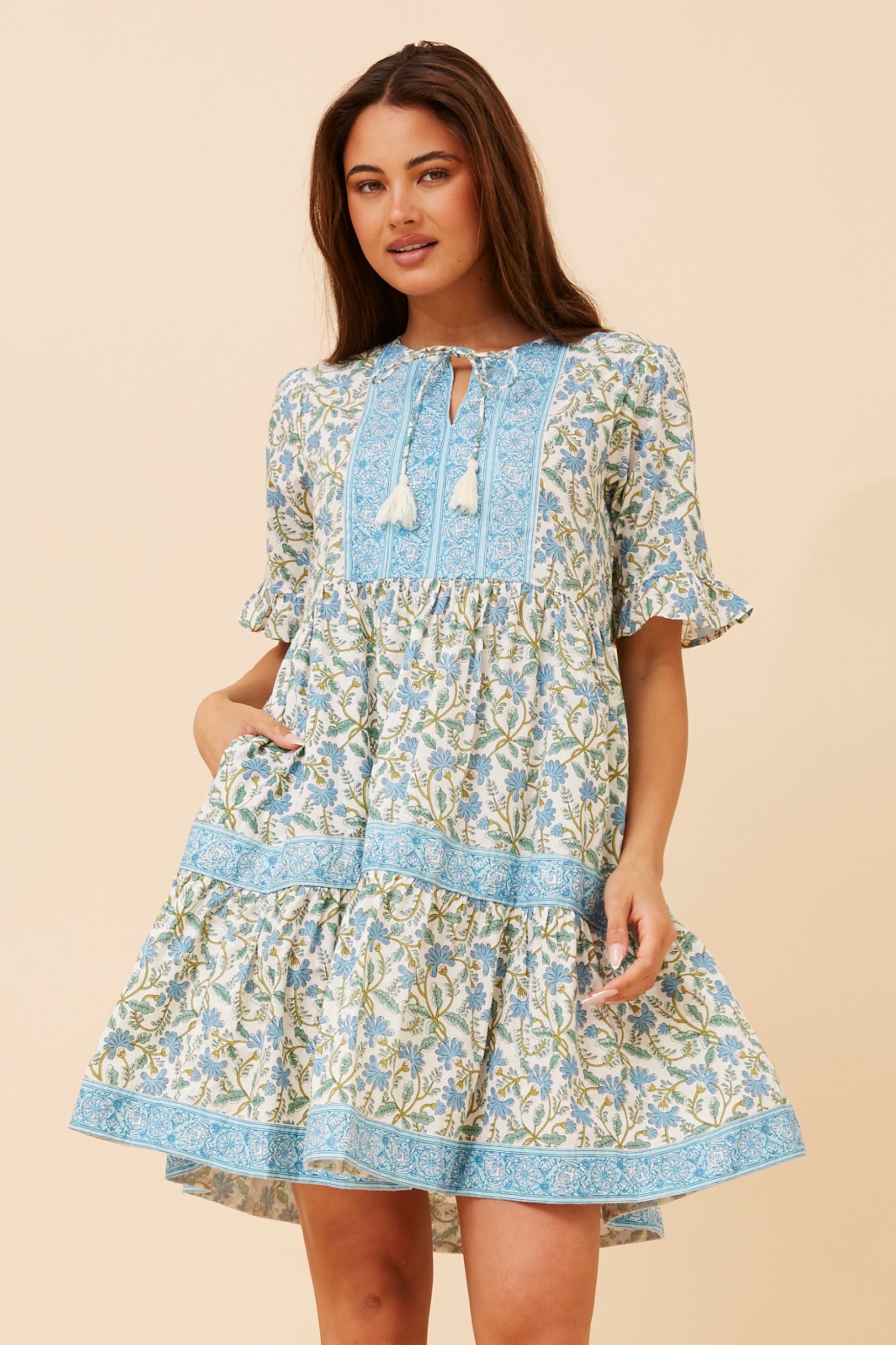 RIDHI BORDER PRINT DRESS