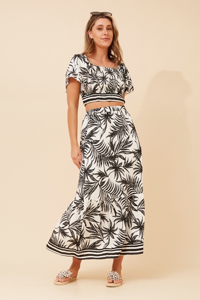RIELLE PALM TREE PRINT SKIRT SET