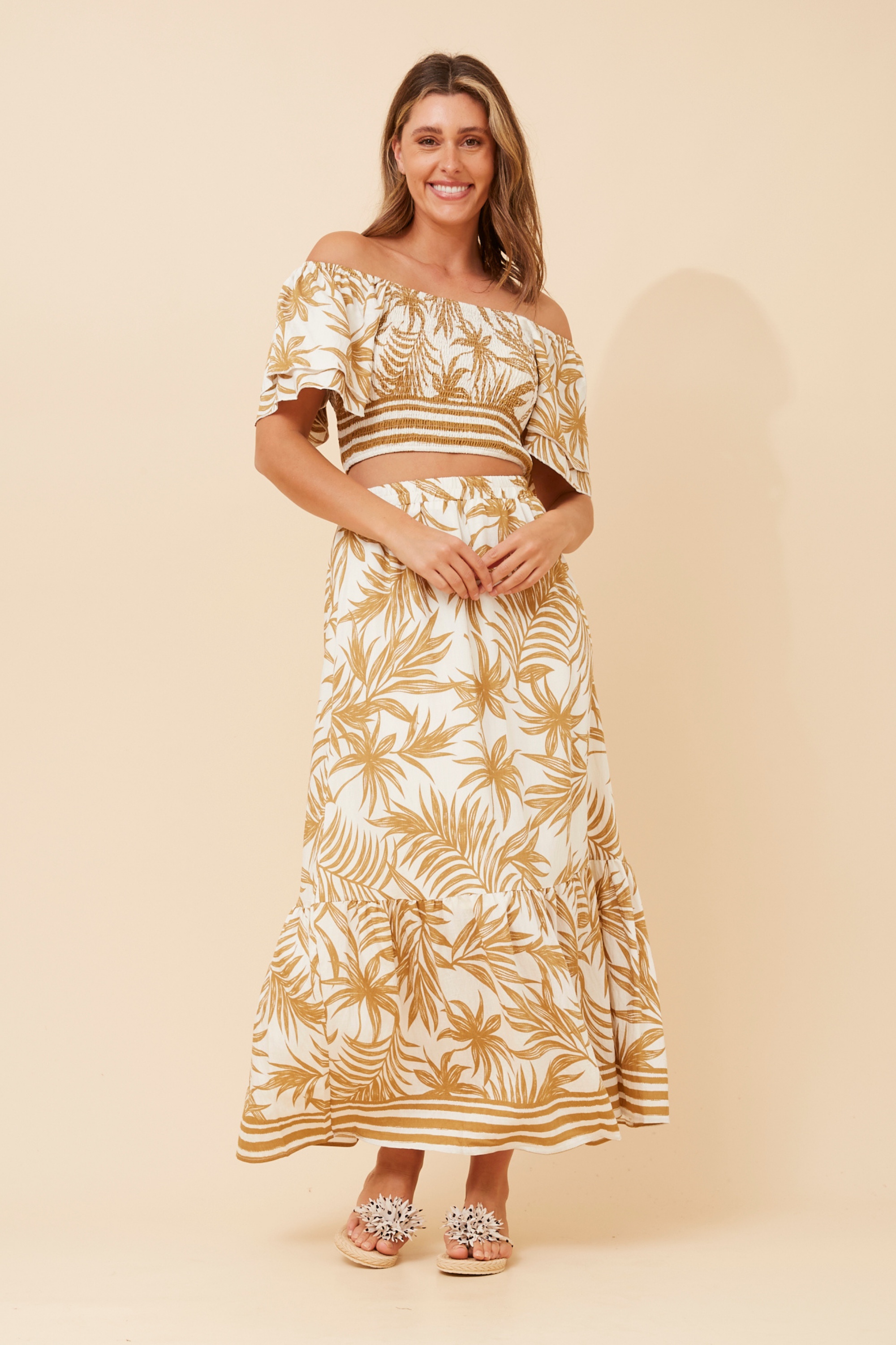 RIELLE PALM TREE PRINT SKIRT SET