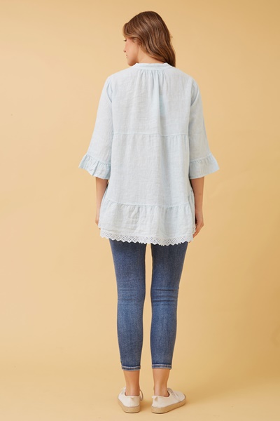 RINA BUTTON FRONT LINEN TOP