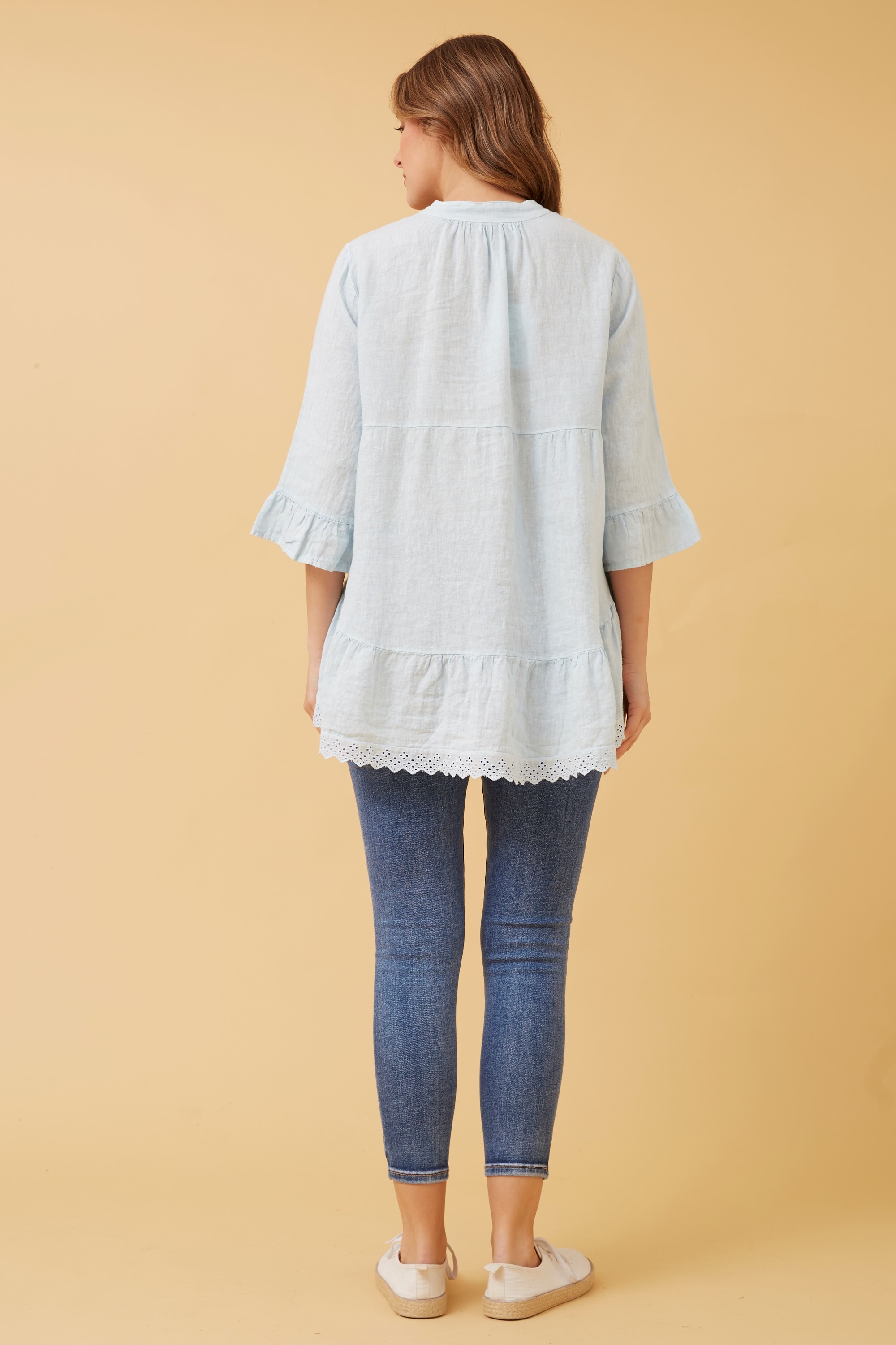 RINA BUTTON FRONT LINEN TOP