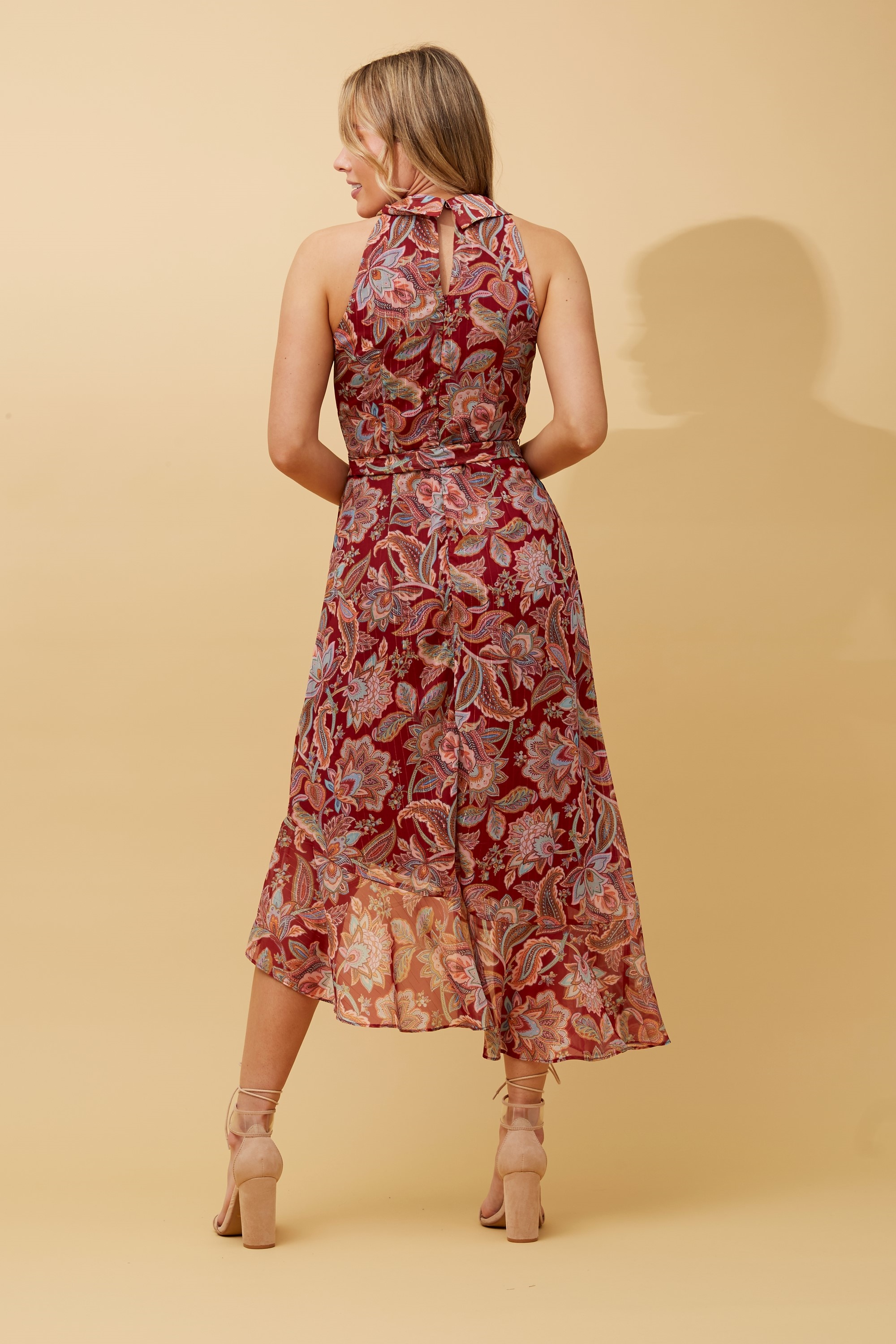 RIO FLORAL HALTER NECK DRESS