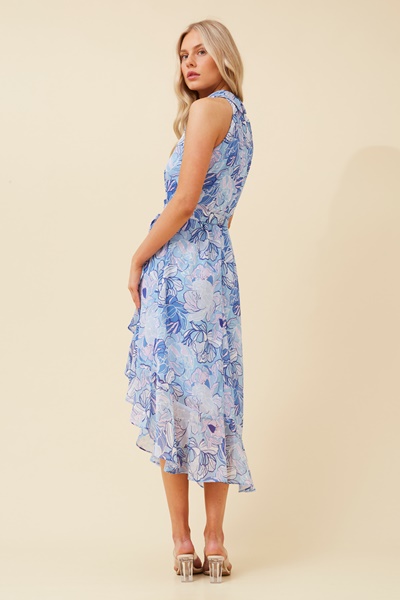 RIO FLORAL HALTER NECK DRESS