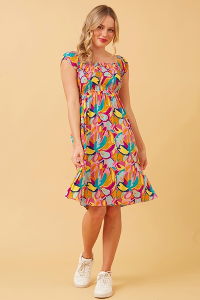 ROBIN ABSTRACT PRINT SHORT DRESS