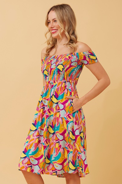 ROBIN ABSTRACT PRINT SHORT DRESS