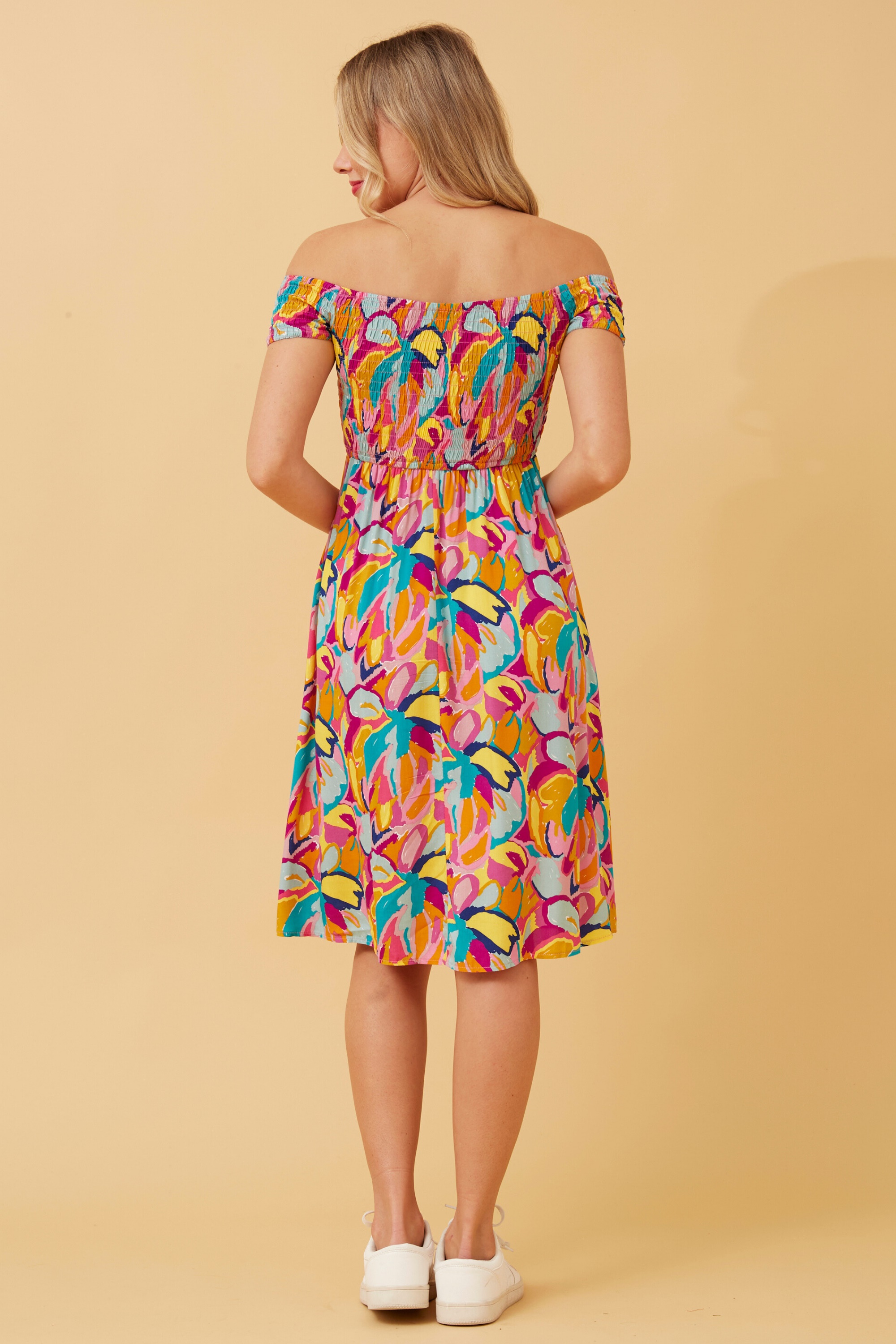 ROBIN ABSTRACT PRINT SHORT DRESS