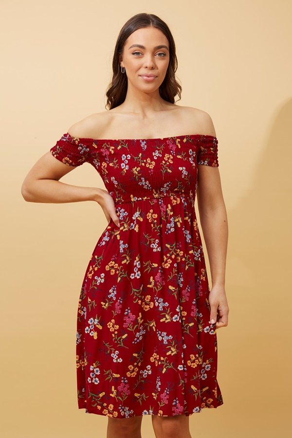 ROBIN OFF SHOULDER FLORAL SHORT DRESS 