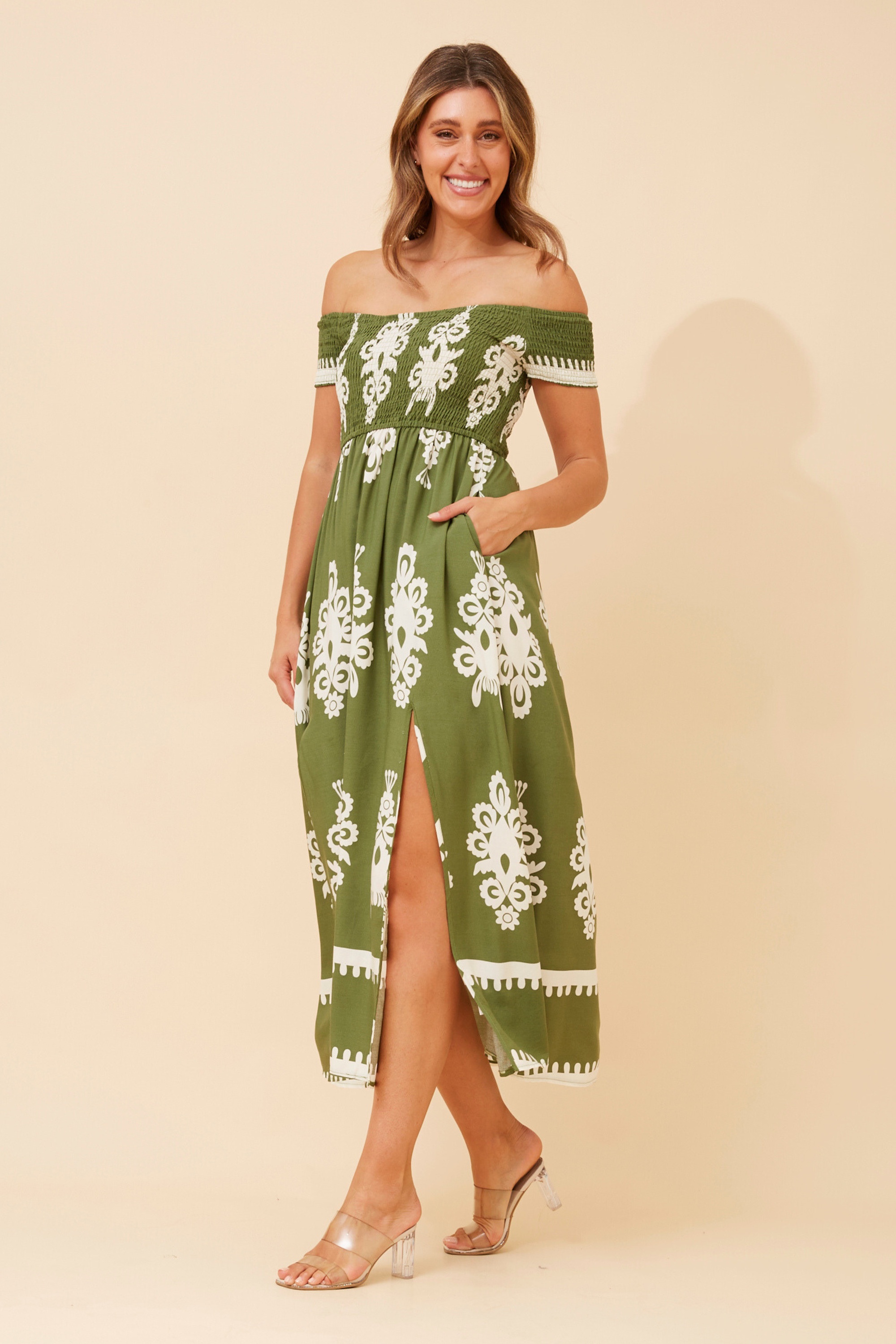 ROBIN OFF-SHOULDER MAXI RESS