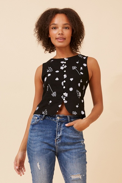 ROCH FLORAL EMBROIDERED VEST