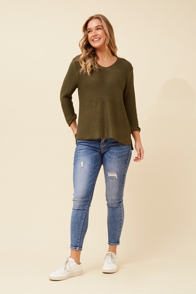 ROHANA SOLID KNIT PULLOVER