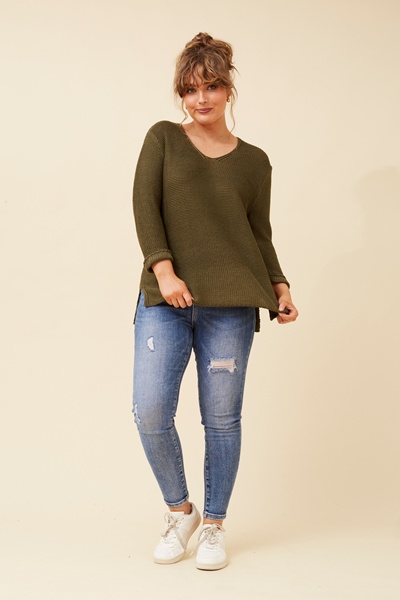 ROHANA SOLID KNIT PULLOVER
