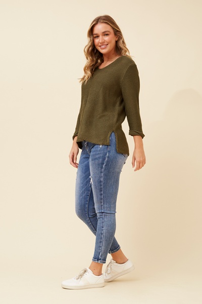 ROHANA SOLID KNIT PULLOVER