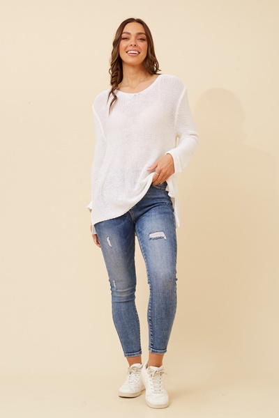 ROHANA SOLID KNIT PULLOVER