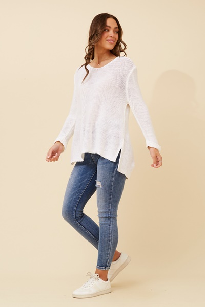 ROHANA SOLID KNIT PULLOVER