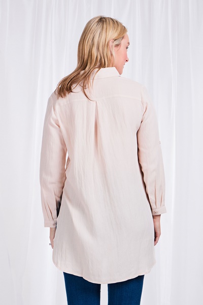 Roll-up sleeve longline shirt