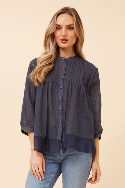 ROMEA LINEN BLEND BLOUSE