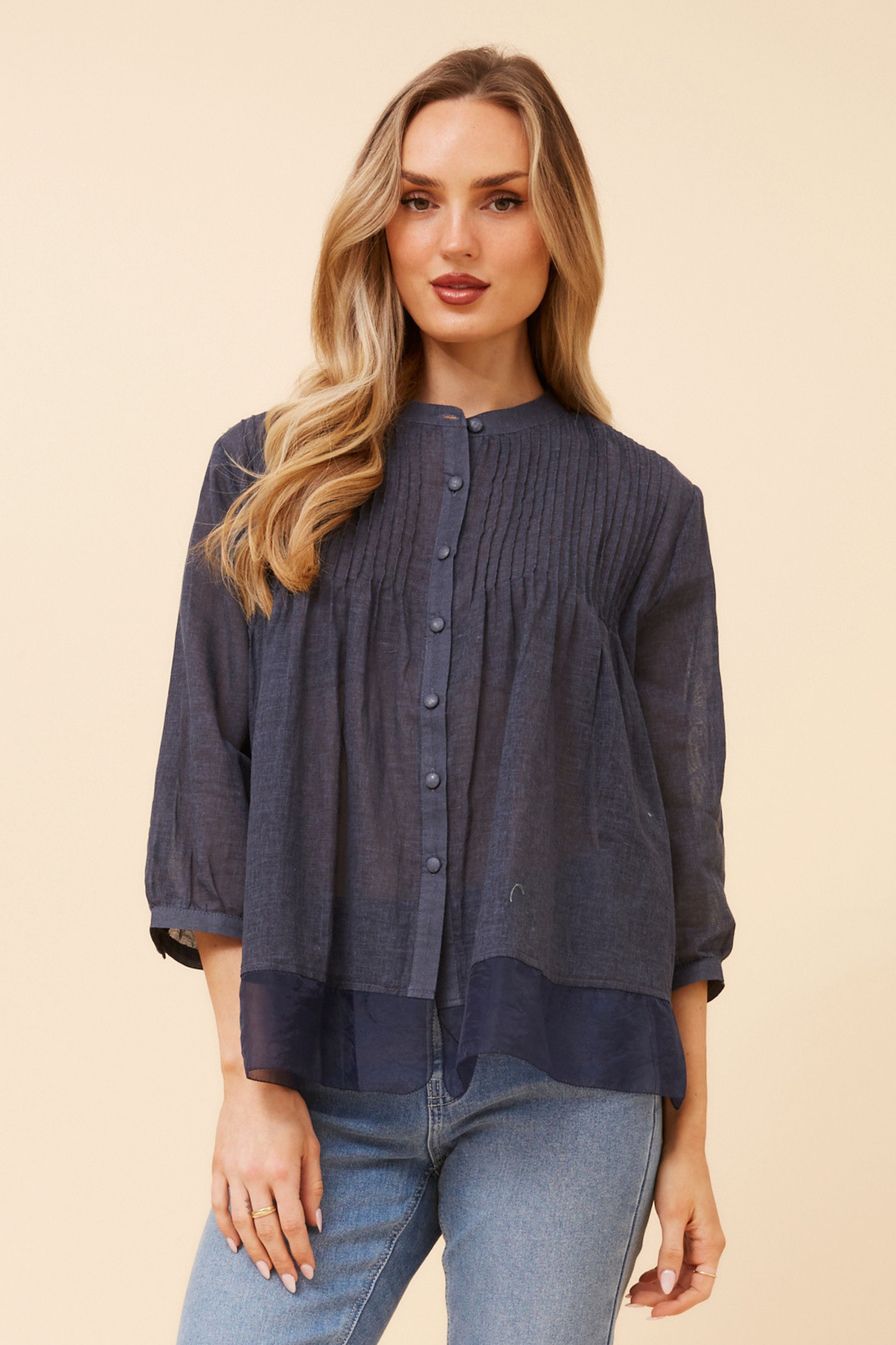 ROMEA LINEN BLEND BLOUSE