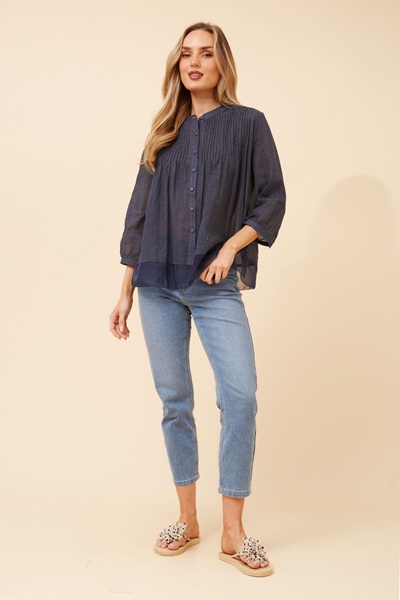 ROMEA LINEN BLEND BLOUSE