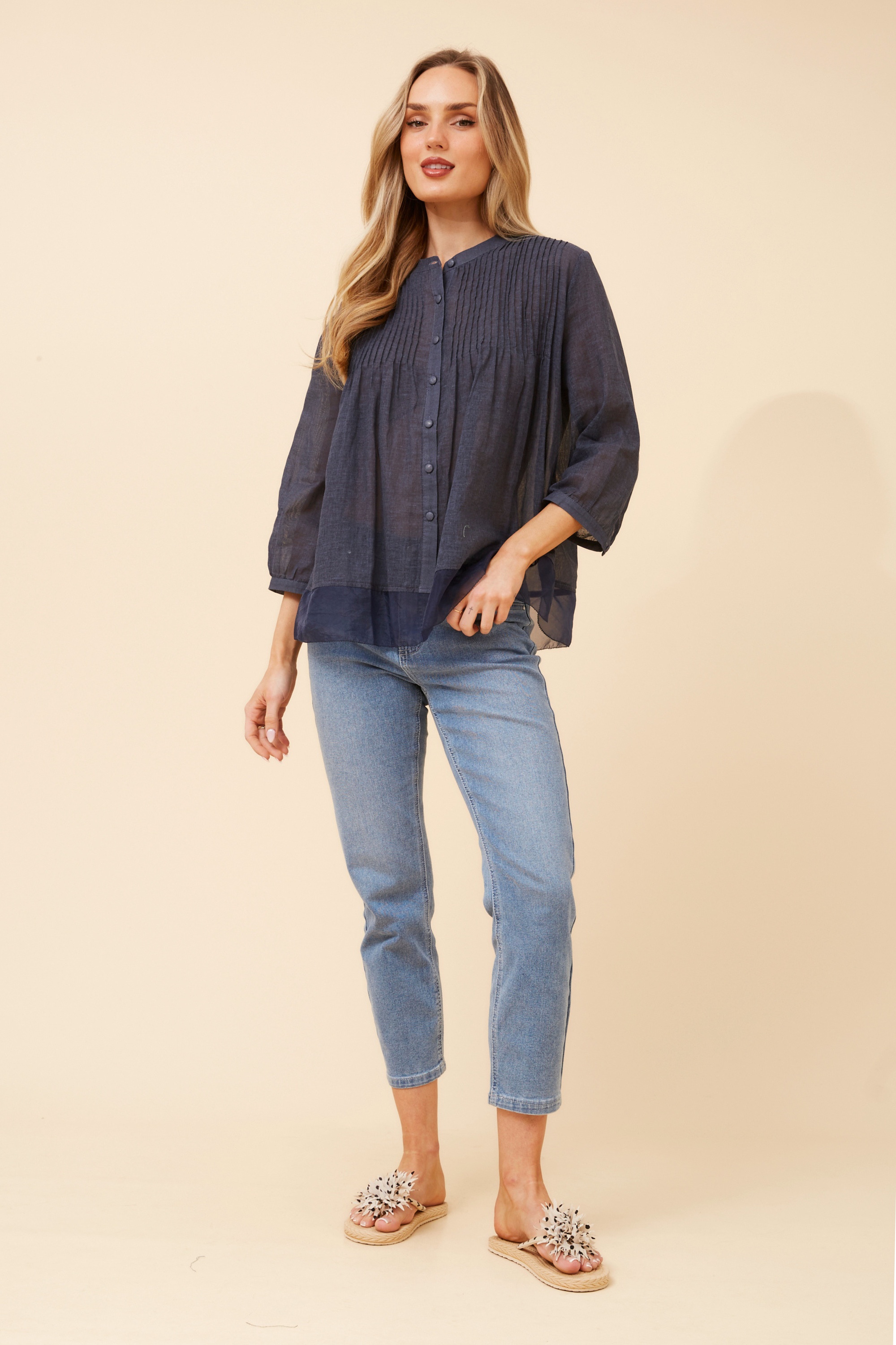 ROMEA LINEN BLEND BLOUSE