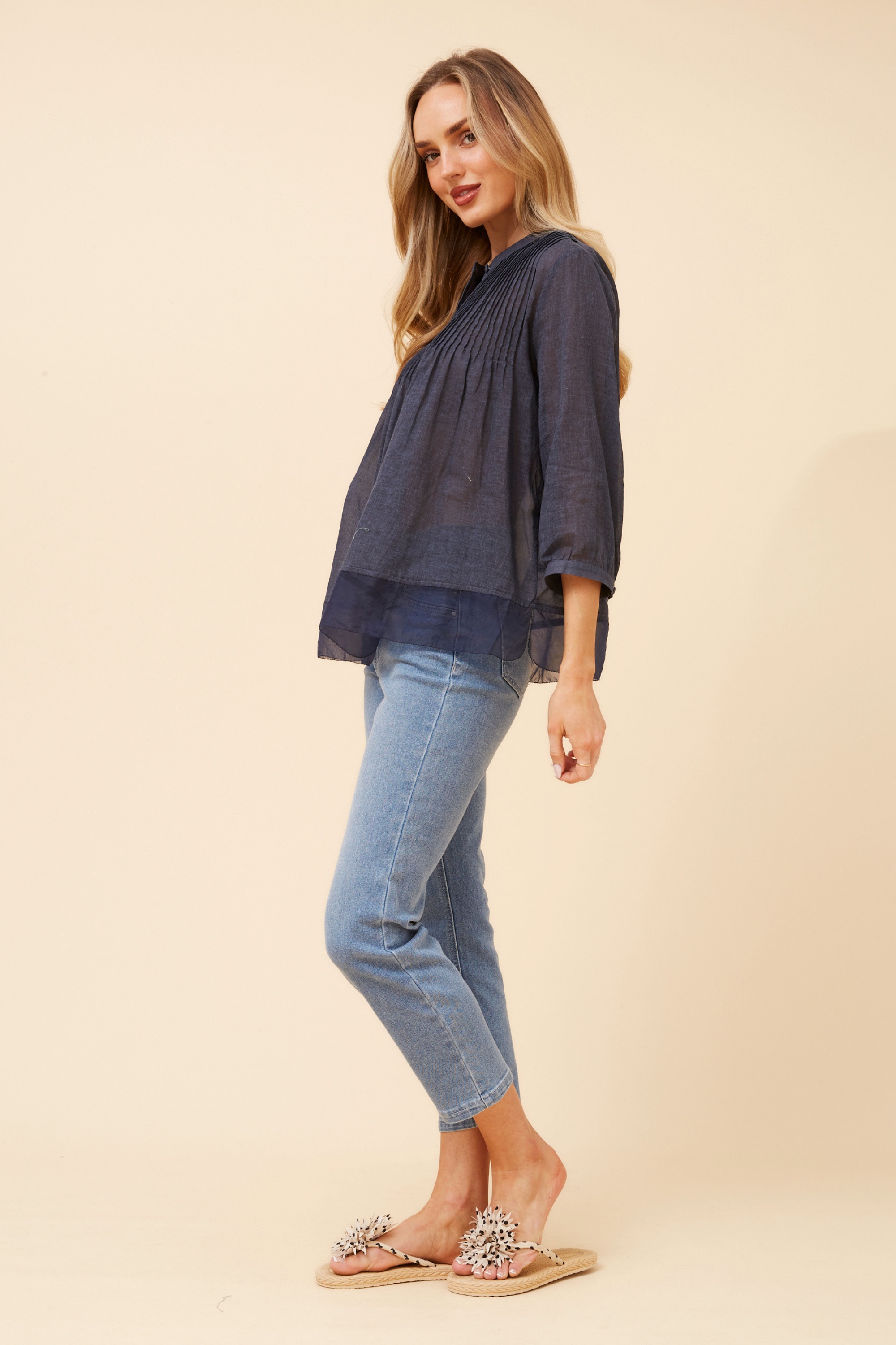 ROMEA LINEN BLEND BLOUSE