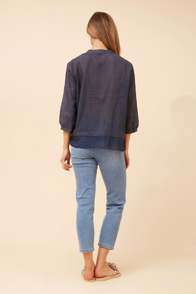 ROMEA LINEN BLEND BLOUSE